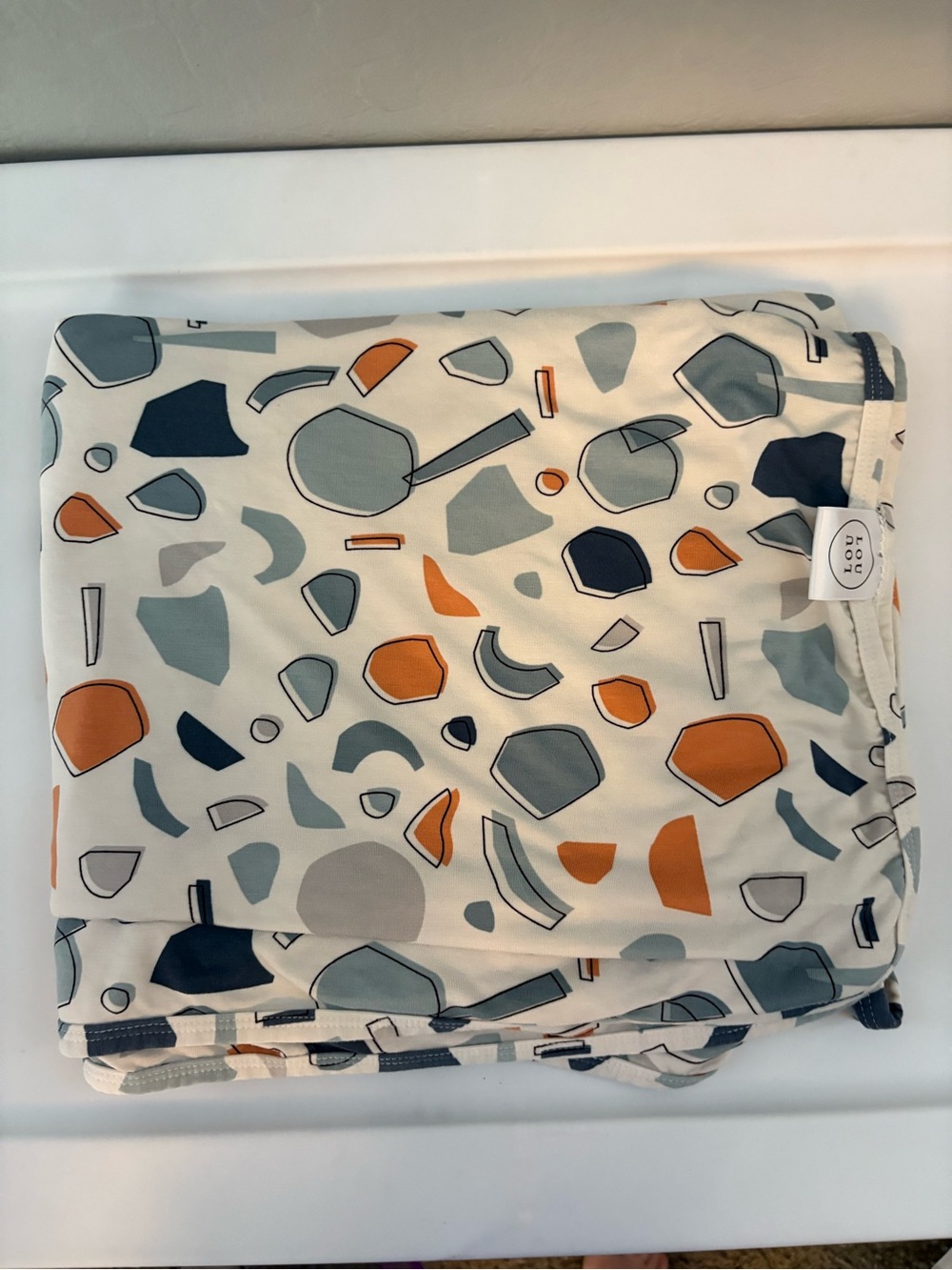 Lou Lou and Company geometric terrazzo print rayon spandex swaddle blanket